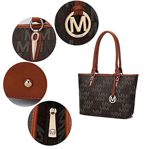 MKF Collection Shoulder Bags for Women Small Tote Handbag Crossbody bag & Wristlet Purse Top Handle PU Leather 4-pcs Set Pocketbook