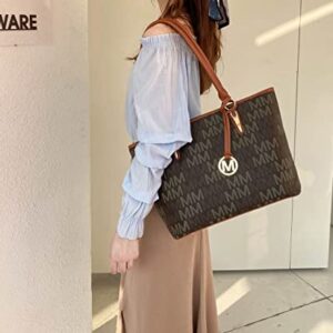 MKF Collection Shoulder Bags for Women Small Tote Handbag Crossbody bag & Wristlet Purse Top Handle PU Leather 4-pcs Set Pocketbook