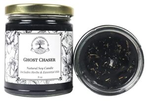 ghost chaser 9 oz soy spell candle | with herbs & essential oils | witchcraft, curses, spirits, hauntings & negative energy rituals| hoodoo wiccan pagan voodoo magick