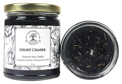 Ghost Chaser 9 oz Soy Spell Candle | with Herbs & Essential Oils | Witchcraft, Curses, Spirits, Hauntings & Negative Energy Rituals| Hoodoo Wiccan Pagan Voodoo Magick