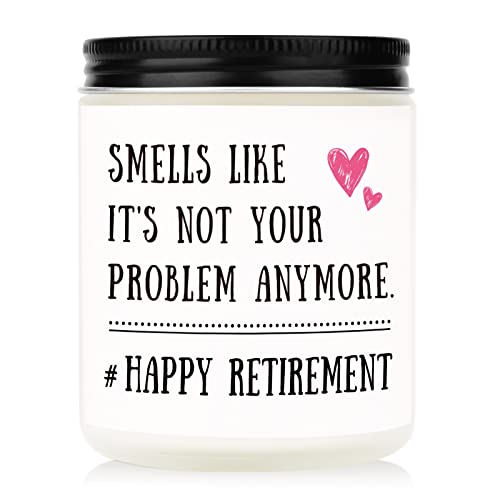 Retirement Gifts for Women Men 2023 - Happy Retirement Candle, Funny Retirement Gifts for Coworker Friends, Work Bestie, Teacher, Boss, Going Away Goodbye Gifts for Coworker - 7oz Soy Candle