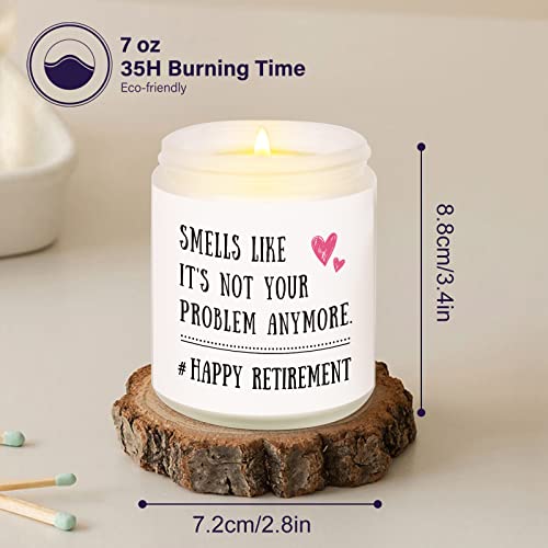 Retirement Gifts for Women Men 2023 - Happy Retirement Candle, Funny Retirement Gifts for Coworker Friends, Work Bestie, Teacher, Boss, Going Away Goodbye Gifts for Coworker - 7oz Soy Candle