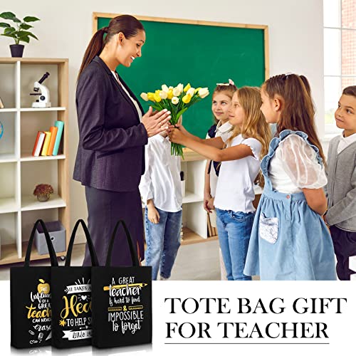 6 Pcs Teacher Tote Bag, Teacher Appreciation Gifts for Women, Teacher Appreciation Canvas Totes Bag, Teachers Gifts for Teachers Graduation Thanksgiving Day Christmas Gifts Teacher End of Year Gifts