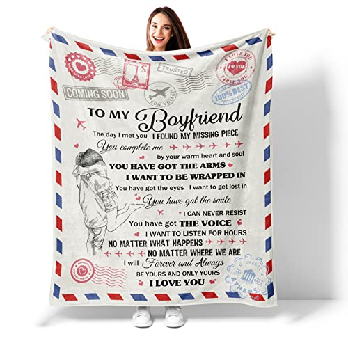 Gifts for Boyfriend, Boyfriend Gifts Blanket, Birthday Gifts for Boyfriend, Boyfriend Best Gifts from Girlfriend, Anniversary Romantic Unique Gift Ideas for Him, to my Boyfriend Throw Blanket 60"x 50"