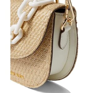 Anne Klein Mini Convertible Shoulder Bag with Resin Chain, Straw Weave/Anne White/Anne White