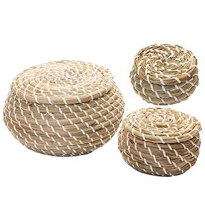 cabilock wicker basket with lid mini straw hand large woven basket rattan storage basket box woven storage baskets small wicker baskets