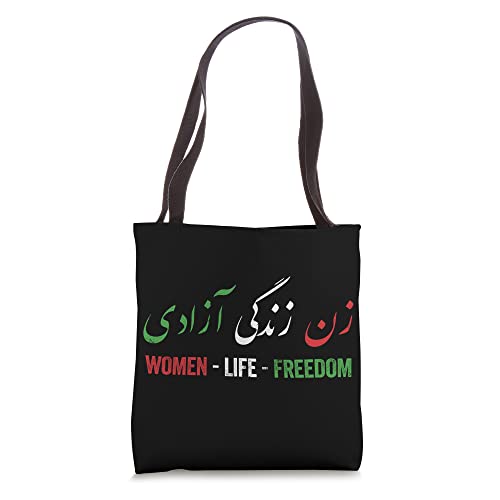 Women Life Freedom, Zan Zendegi Azadi, Flag of Iran, dark Tote Bag