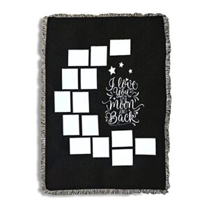 i love you to the moon and back blank sublimation plush velvet blanket with soft edge frills, diy velvet blanket, soft sublimation blanket, black, 40 x 60” (bl-40×60-moon)