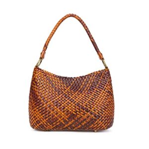 genuine leather handmade woven tote bag for women lightweight beach top-handle clutch bags