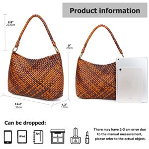 Genuine Leather Handmade Woven Tote Bag for Women Lightweight Beach Top-handle Clutch Bags