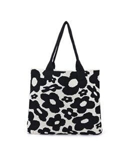 enbei women’s tote bags aesthetic shoulder handbags hand crocheted bags large shoulder shopping bag large satchel cute bag （flowers）