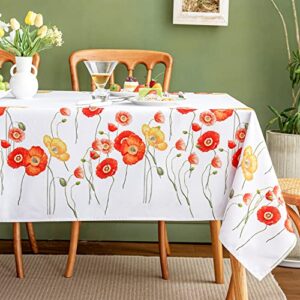 romanstile spring rectangle tablecloth – 60 x 84 inch – waterproof decorative floral pattern table cloth stain resistant wrinkle free printed table cover for dinner/party/indoor/outdoor