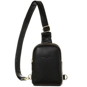 crossbody fanny packs sling bag for women, fashionable leather sling purses,mini belt bag stylish shoulder small purse for travel, hiking, running, sports(1-black)