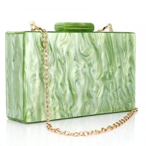 marbling green acrylic evening bag lady clutch purse elegant party box clutch crossbody bag for prom banquet daily (green)