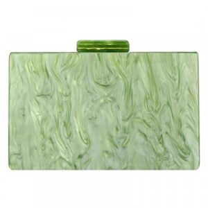 Marbling Green Acrylic Evening Bag Lady Clutch Purse Elegant Party Box Clutch Crossbody Bag for Prom Banquet Daily (Green)