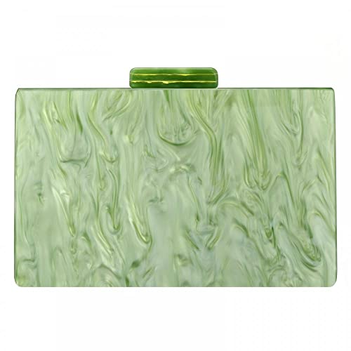 Marbling Green Acrylic Evening Bag Lady Clutch Purse Elegant Party Box Clutch Crossbody Bag for Prom Banquet Daily (Green)