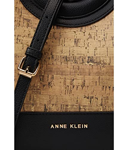 Anne Klein Rounded top Handle Satchel, Black/Cork