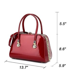 Style Strategy bone purses patent leather Satchel handbags for women Top Handle with kiss lock Shoulder bags crossbody for women