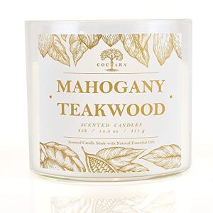 mahogany teakwood candles,scented candles with 2 wicks,chirtmas,birthday gifts for women,men,girlfriend,boyfriend,14.5oz