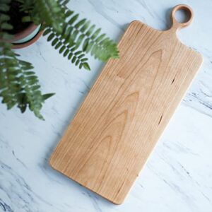 Farmhouse Wood Cutting Board/Baguette Bread Board/Charcuterie Cutting Board/Serving Board with Handle (Walnut Wood)