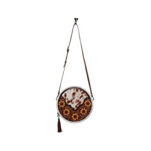 Western Leather Round Bag for Women - Crossbody Purse Shoulder Bag Marigold