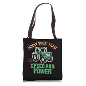 perfect tractor design diddly squat farm speed and power tote bag