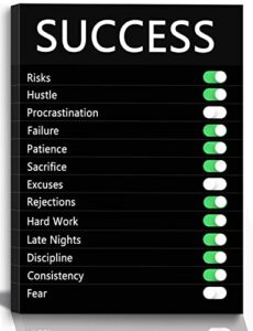 success patient consistency hard work risk inspirational poster inspiring wall art self motivating black canvas decorative front quotes encouraging gift entrepreneur wall art office classroom living room 12 “x16” x1 unframed