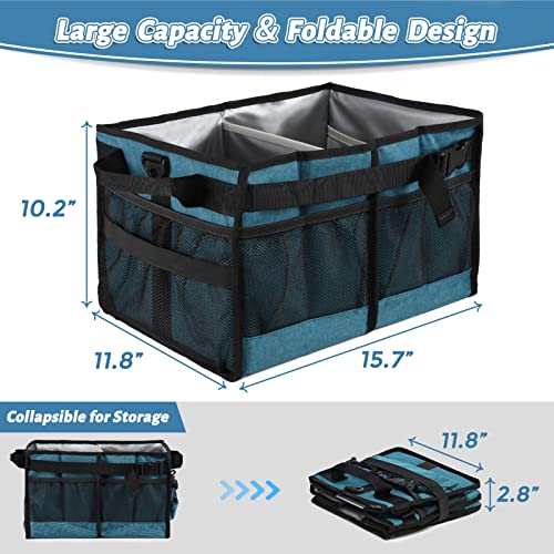 Lorbro Large Grill and Picnic Caddy with Condiment Pocket, BBQ Organizer with Paper Towel Holder for Utensil, Grilling Tool, Collapsible Picnic Basket for Camping, Barbecue, Outdoor Parties, RV