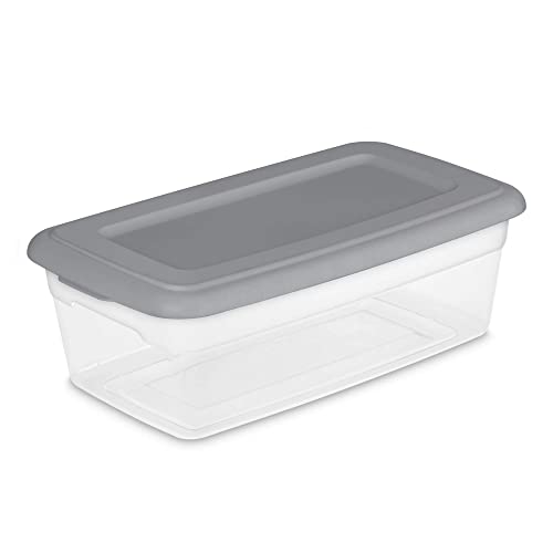 40 Pack 6 Qt. Plastic Shoes Storage With Durable Lid, Stackable and Nestable Snap Lid BPA-Free Plastic Storage Box Organizing Container With Gray Lid.