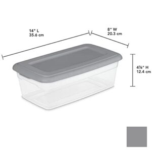 40 Pack 6 Qt. Plastic Shoes Storage With Durable Lid, Stackable and Nestable Snap Lid BPA-Free Plastic Storage Box Organizing Container With Gray Lid.