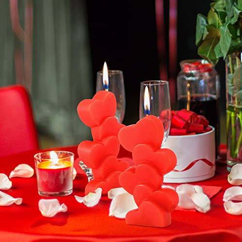 8 Pcs Valentine's Day Heart Tealight Candles Handmade Delicate Red Heart Candle Small Candles Romantic Candles for Valentine's Day Party Wedding Spa Home Decoration Gifts