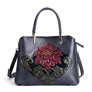 tfiiexfl vintage women’s tote bag women’s handbag hand embossed shoulder bag (color : e, size