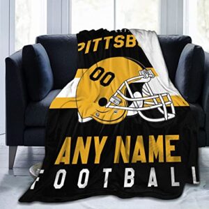 runmind pittsburgh blanket custom blankets personalized fleece throw blankets name number for fans gifts, black yellow, 50”x40”/60”x50”/80”x60”