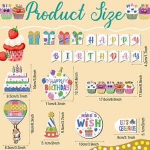 11 Pcs Birthday Tiered Tray Decor Farmhouse Tiered Tray Decor for Birthday Decor Colorful Birthday Party Supplies Wooden Happy Bday Table Decorations (Cake Style)