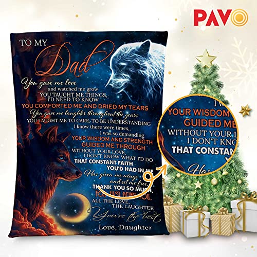 2022 Dad Gifts to My Dad from Daughter Wolf Ultra Soft Fleece Throw Blankets for Couch Bedroom Sofa Best Dad Gifts, Birthday Gifts, Thanksgiving, Anniversary, for Men 50 x 60 in