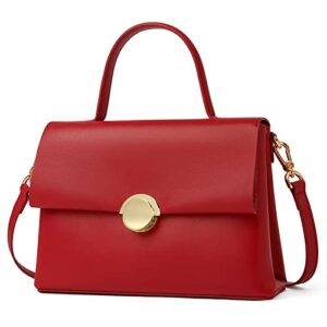 top-handle handbag crossbody bag stitching purse for women girls tote satchel shoulder bags(red)