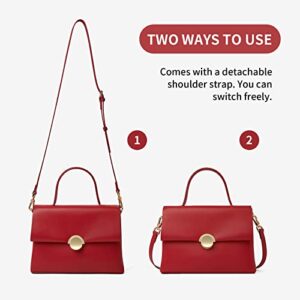 Top-Handle Handbag Crossbody Bag Stitching Purse for Women Girls Tote Satchel Shoulder Bags(Red)