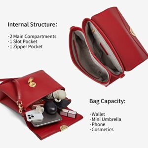 Top-Handle Handbag Crossbody Bag Stitching Purse for Women Girls Tote Satchel Shoulder Bags(Red)