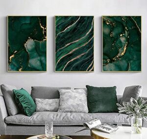 green and gold abstract marble wall art gold foil poster emerald green abstract wall decor for living room dark green abstract canvas wall art luxury green paintings for bedroom 16x24inch no frame