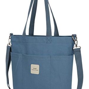 Iswee Canvas Tote Bag Cross-body Handbags Women Shoulder Bag Casual Top Handle Bag (Blue)