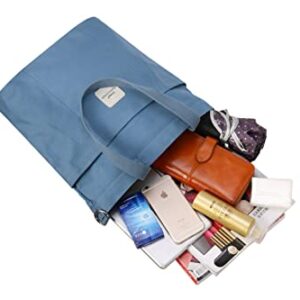 Iswee Canvas Tote Bag Cross-body Handbags Women Shoulder Bag Casual Top Handle Bag (Blue)