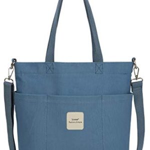 Iswee Canvas Tote Bag Cross-body Handbags Women Shoulder Bag Casual Top Handle Bag (Blue)