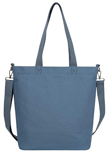 Iswee Canvas Tote Bag Cross-body Handbags Women Shoulder Bag Casual Top Handle Bag (Blue)