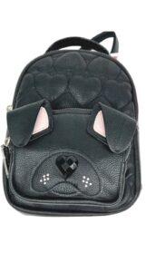 betsey johnson mini dog puppy backpack black with heart jewel nose bulldog great gift idea women’s fashion bag tote handbag purse
