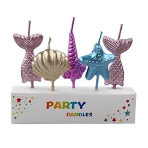 cheeseandu 5pcs glitter mermaid tail candles celebration cake topper decoration sea bday party candles for birthday parties, wedding decorations, party candles, celebrations