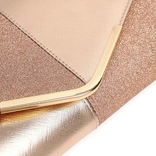 DETARA Women Evening Bags Glitter Sequins Clutch Purses for Women Shiny Envelope Handbag Formal Wedding Party Prom Purse (Champagne 318)