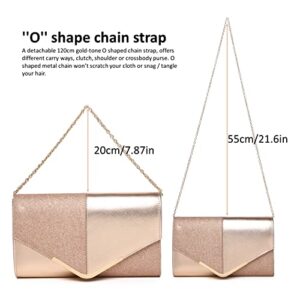 DETARA Women Evening Bags Glitter Sequins Clutch Purses for Women Shiny Envelope Handbag Formal Wedding Party Prom Purse (Champagne 318)