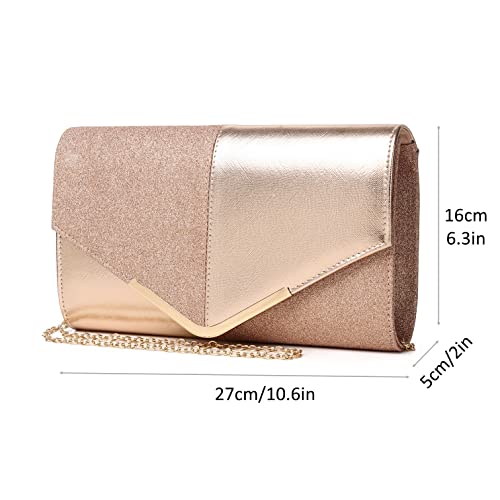 DETARA Women Evening Bags Glitter Sequins Clutch Purses for Women Shiny Envelope Handbag Formal Wedding Party Prom Purse (Champagne 318)