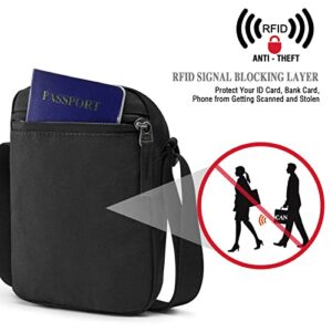 G4Free Small Crossbody Bag RFID Side Shoulder Cell Phone Bag Mini Wallet Purse For Men, Women(Black)