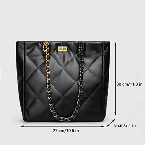 Nacolulu Quilted Handbag,Wallet Bag Shoulder Bag Top Handle Satchel Purse,Lightweight Quilted Tote Purse (Black)